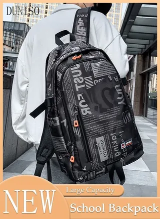 School Backpack Large Capacity Multi-pocket Students Backpack School Bag Fashion Graffiti Book Bags Waterproof Wear-resistant Backpacks Back Pack for Teen College Students Laptop Bag for Casual Travel 