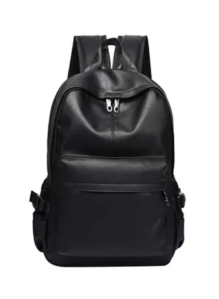 Trendy Leather Backpack Black 