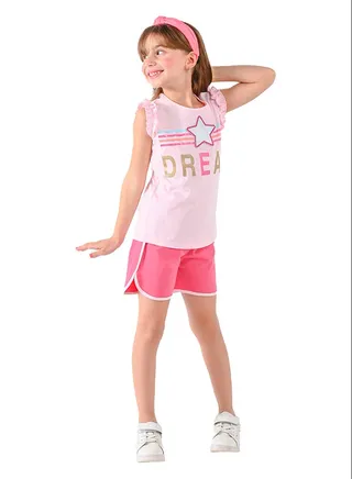 Kids Girls Set Two Pieces Top & Shorts 