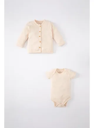 Babygirl Regular Fit Envelope Neck New Born Knitted Set -2 Pieces 