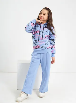 Girls  Printed Cotton Set of sweatshirt and pants 