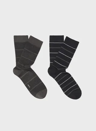 2 Pack Striped Crew Socks 