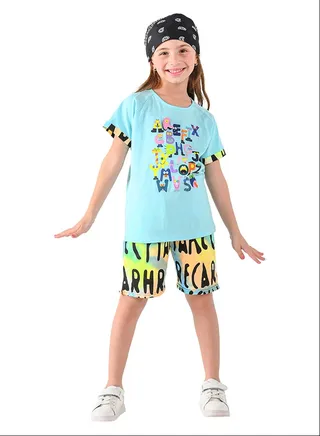 Kids Girls Set Two Pieces Top & Shorts 
