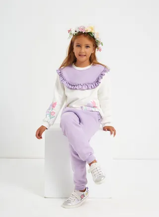 Girls  Printed Cotton Set of sweatshirt and pants 