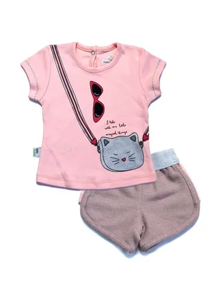 Baby set with Print T-Shirt And Shorts Purple 