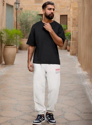 NASA Printed Fleece Oversized Jogger