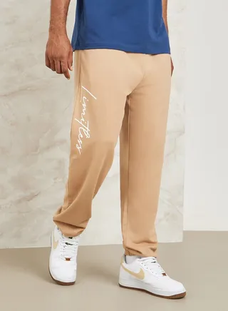 Slogan Print Oversized Jogger with Drawcord Detail 