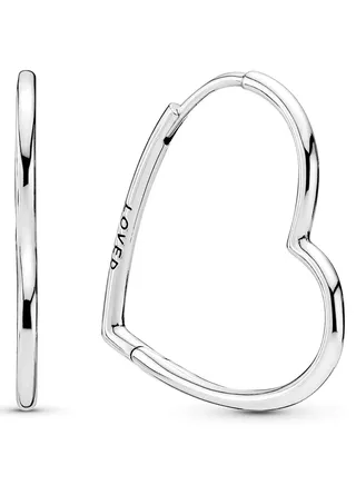 PANDORA Asymmetric Heart Hoop Earrings in Sterling Silver 