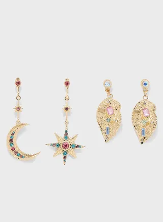 Embellished Dangle Earrings (Pack Of 2