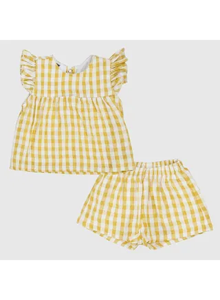Yellow Checkered 2-Piece Outfit Set 