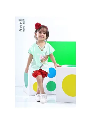 طقم خروج بناتي ريشة 3710 - اكوا 
