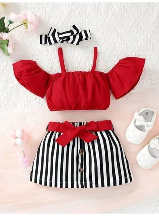 Children's clothing set, pocket + pants + headband, is very suitable for going out 