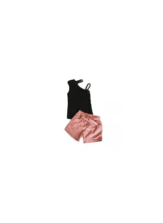 Girls' outing set consisting of a black top and shorts of Simon color 