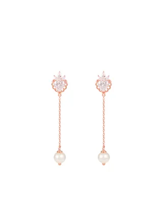 Women's Pearls Dangle Earrings with Sterling Silver CZ-Diamond Eardrops Gift for Women Wife Girlfriend 