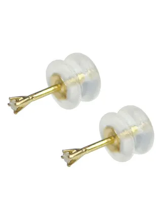 18K Solid Gold 0.03Ct Tiny Genuine Diamond Stud Earrings 