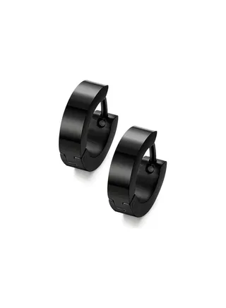 Stainless Steel Black Unique Small Hoop Earrings for Men Huggie Earrings 1 Pairs 