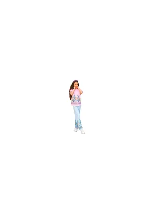 Girls' set consisting of a pink blouse and light blue pants 