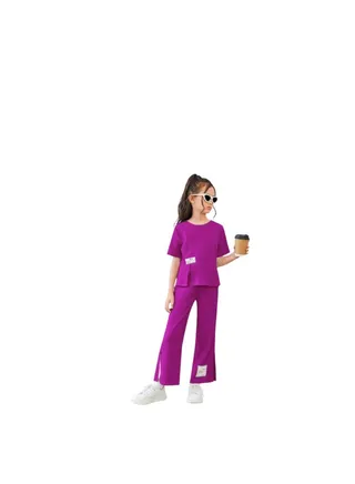 Girls' mauve two-piece suit 