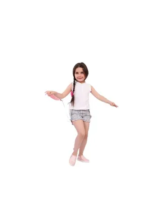 Girls' set consisting of a white T-shirt and gray shorts 