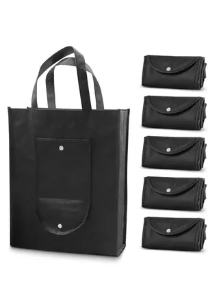 Reusable Grocery Shopping Bags, 5 Foldable Grocery Bags, Sturdy and Heavy-duty with a Weight of 20 Pounds, Suitable for Shopping, Hiking, and Camping(Black) 