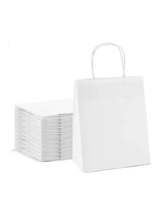 20 Piece Twisted Handle Bag Medium 32x28x16cm White 
