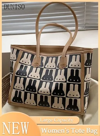 Women's Shoulder Tote Bag Faux Leather Handbag For Women Large Capacity Bucket Bag Fashionable Travel Messenger Shoulder Bag For Ladies Girls College Students 