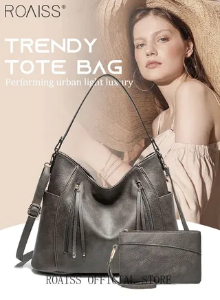 Large Crossbody Bags Ladies Shoulder Handbags Purse Set for Women Hobo Totes PU Leather Purses and Handbags Shoulder Bag Vegan Leather Tote 
