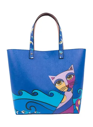 Owl And City Printed Shoulder Bag Blue/Pink/Yellow 