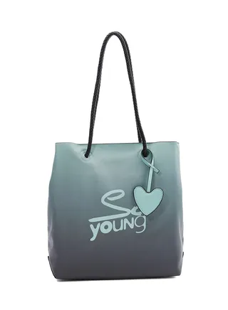So Young Two Tone Tote Bag Aqua/Black 