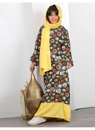 Girls' Prayer Dress Made Of Viscose Cotton With A Veil 