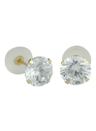 10 Karat  Gold Tiny Briliant Clear Cubic Zirconia Stud Earrings 
