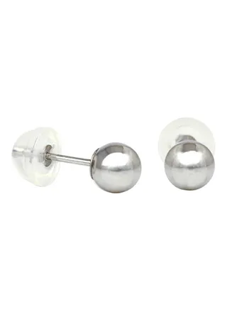 14K Solid White Gold 5mm High Polished Ball Stud Earrings 