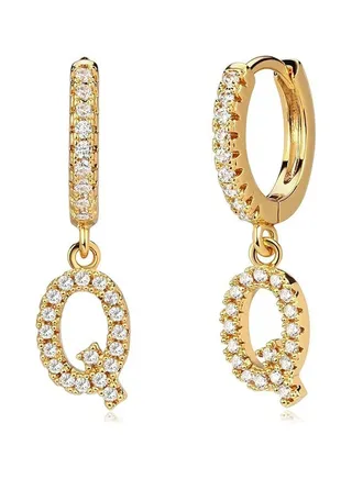 MEVECCO Women Huggie Hoop Earrings Gold Initial A-Z Dangle Drop Cubic Zirconia 14K Gold Filled Small Simple Hypoallergenic Personalized Jewelry - 26 Letters 