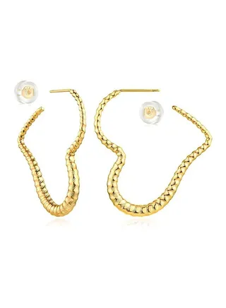 Women Hoop Earrings Gold Open C Shape 14K Gold Filled Small Simple Handmade Hypoallergenic Everyday Illusion Jewelry 