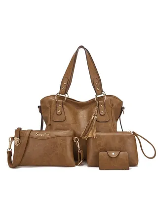 Fashion Handbag For Women Shoulder Bag Top Handle Satchel Hobo Tote Bag Purse Set 4Pcs 