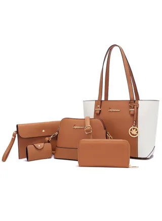 Handbag For Women Wallet Tote Bag Shoulder Bags Top Handle Satchel 5Pcs Purse Set 