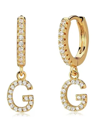 MEVECCO Women Huggie Hoop Earrings Gold Initial A-Z Dangle Drop Cubic Zirconia 14K Gold Filled Small Simple Hypoallergenic Personalized Jewelry - 26 Letters 