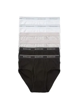 6-Piece Solid Classic Briefs Black/White/Grey 