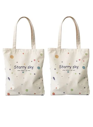 Cute Canvas Tote Bag with Separate Packaging Grocery Bags, Reusable Shopping Bags with Inner Pocket, Polka Dot Splatter pattern Trendy Beach Tote Bag for Women, Girls 