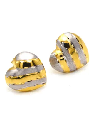 18k Real Gold Small Heart Earring Set 