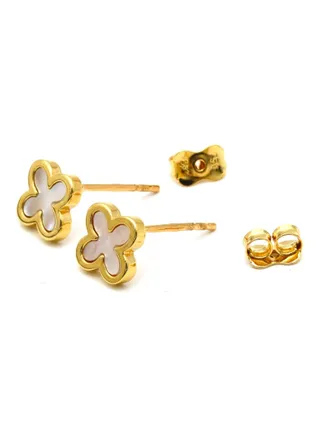 18 Karat Gold Pearl Earrings 