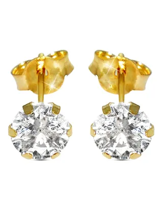 18 Karat Gold Cubic Zirconia Earrings 