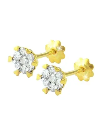 18 Karat Gold Diamond Solitaire Studded Earrings 