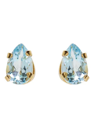 18 Karat Gold Aquamarine Pear-Cut Earrings 