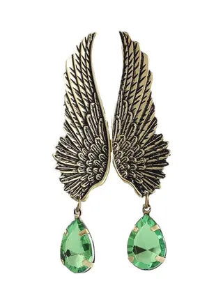 Crystal Studded Peacock Wings Dangle Earrings 