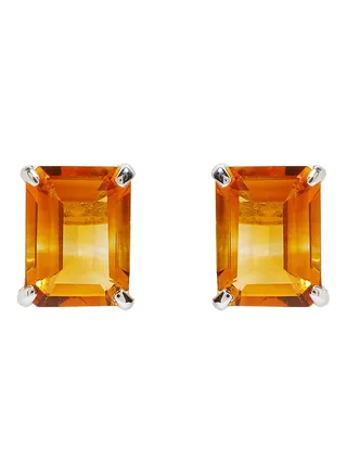 18 Karat Gold Citrine Rectangular Earrings 