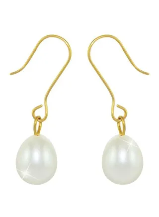 18 Karat Gold Pearl Studded Drop Earrings 