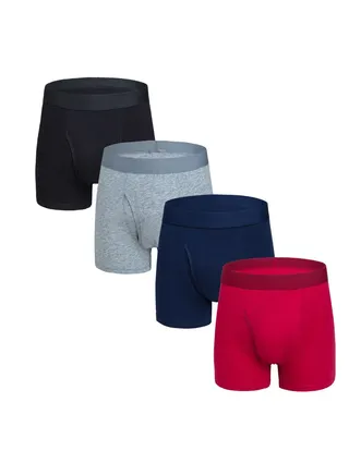 4PCS Breathable Boxer Brief Set Multicolour 
