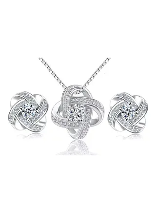 Pack Of 2 Stone Studded Necklace And Earrings 