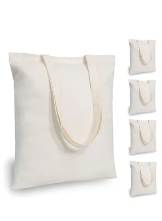 5 Pack Economical Cotton Tote Bag Lightweight Medium Reusable Grocery Shopping Cloth Bags Suitable for DIY Advertising Promotion Gift Activity 
